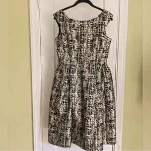 Eliza J Black and Gold Pleated Midi Dress